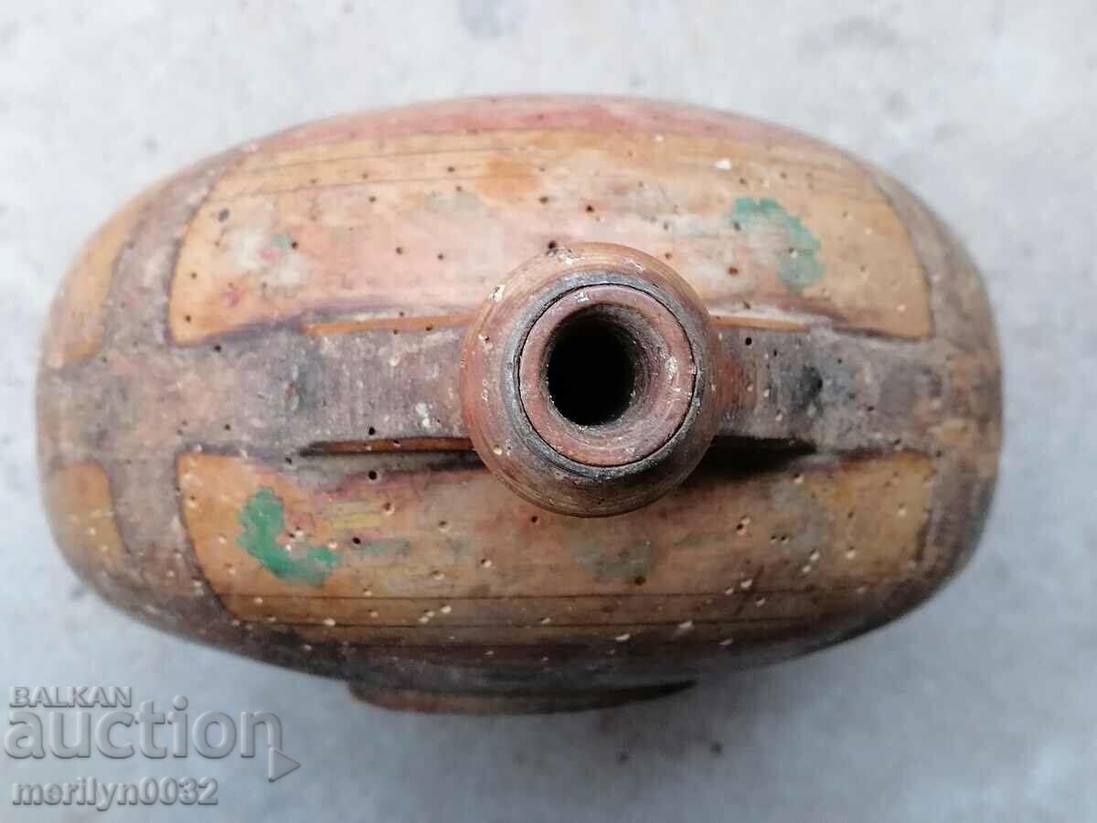 Auction  Old wooden vase, wooden bucket, wooden beetle