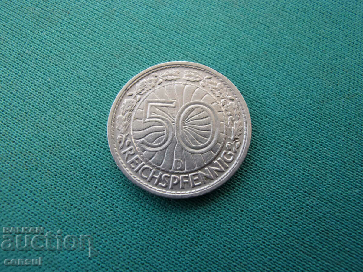 Germania Baymap 50 Pfennig 1928 D Rare