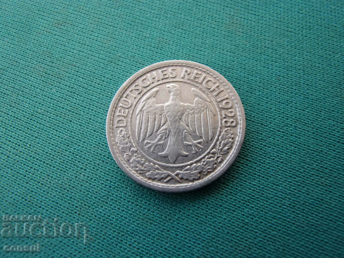 Germania Baymap 50 Pfennig 1928 F Rare
