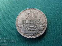 Уругвай  50  Центесими 1943 Сребро  Rare