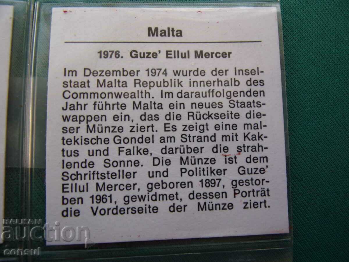 Licitație Malta 2 Lire 1976 UNC Rare