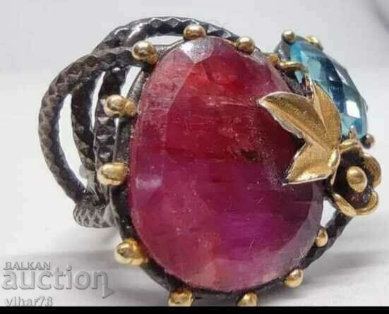 Delivery of Silver ring with ruby and topaz Delivery of Silver ring with ruby and topaz