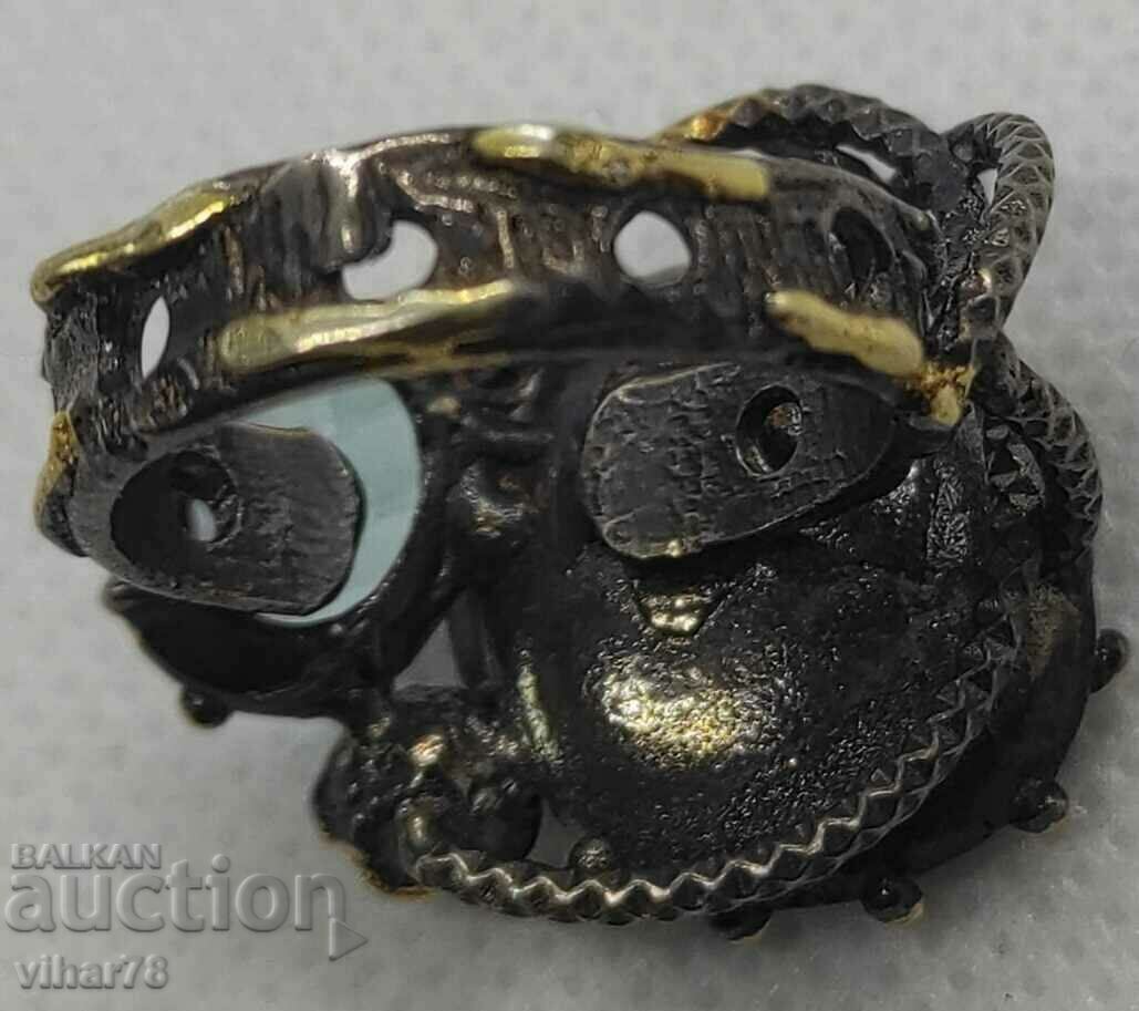 Silver ring with ruby and topaz - 7 Silver ring with ruby and topaz - 7