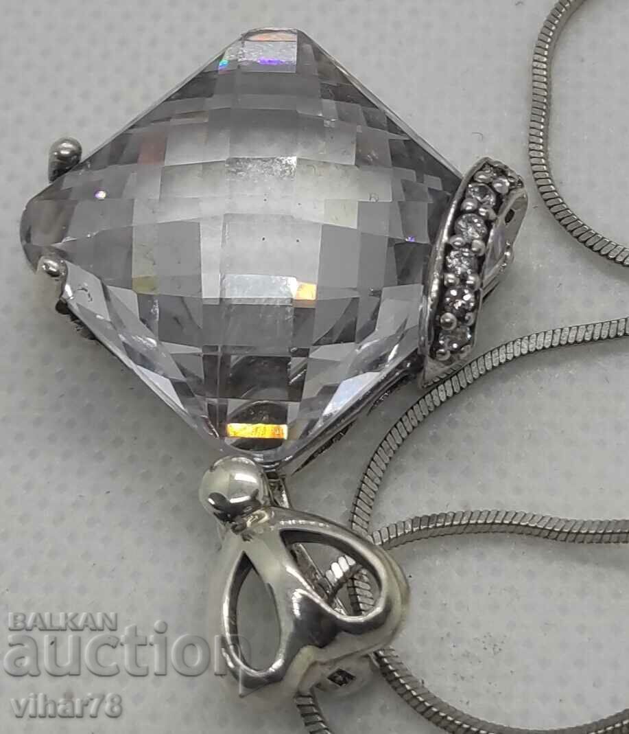 Silver pendant with huge cubic zirconia - 5 Silver pendant with huge cubic zirconia - 5