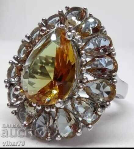 Delivery of Silver ring with huge crown and zirconia Delivery of Silver ring with huge crown and zirconia