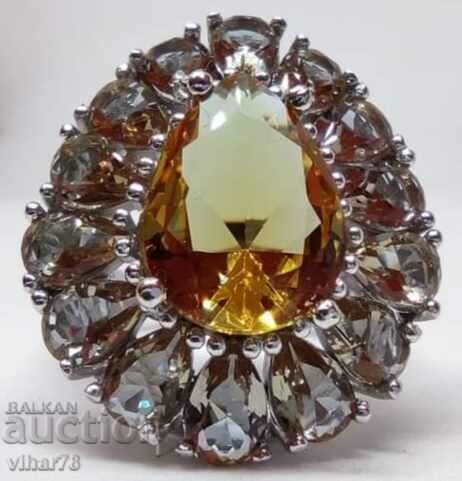 Silver ring with huge crown and zirconia - 6 Silver ring with huge crown and zirconia - 6