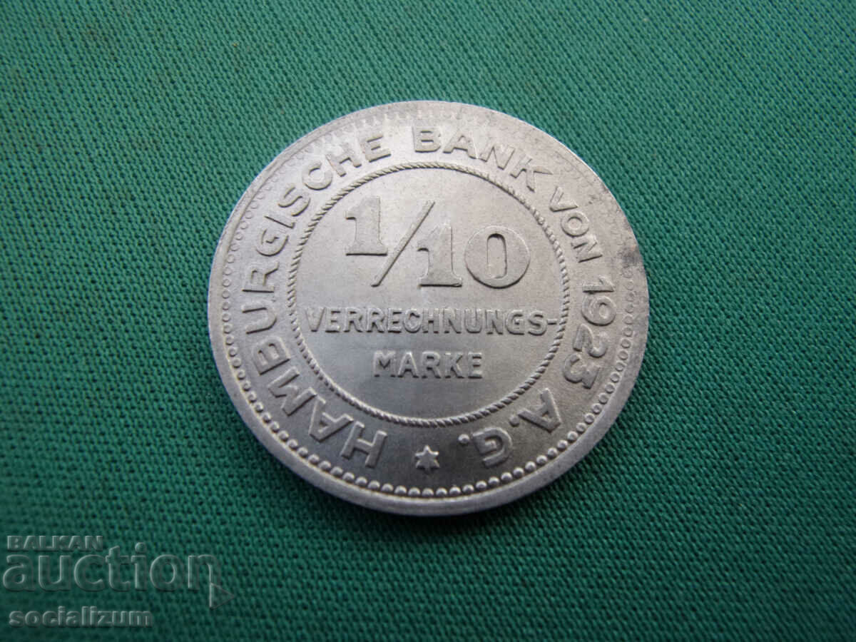 Hamburg 1/10 Timbr 1923 UNC Rar cu preț € 12.78 | 25.00 BGN