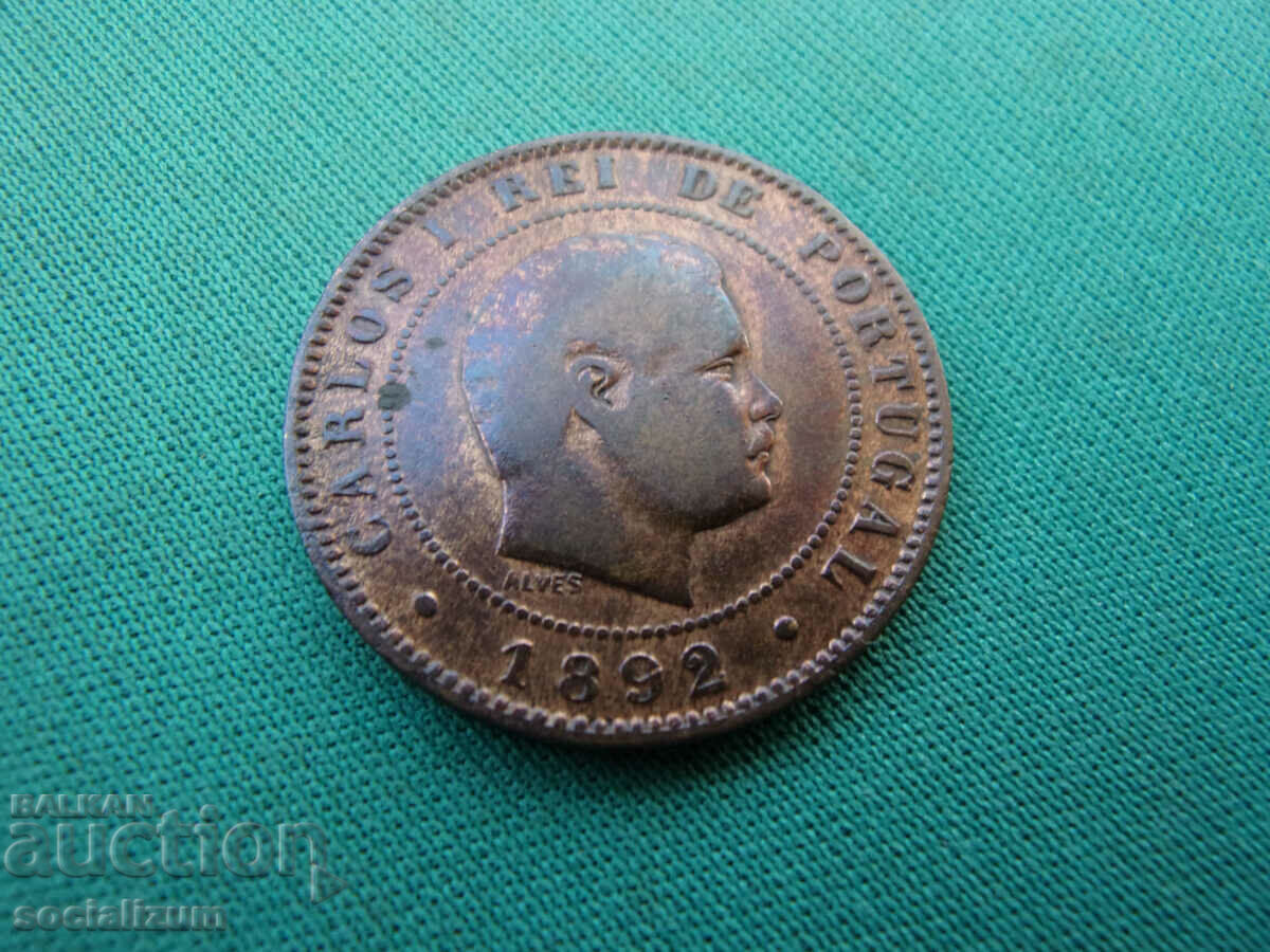 Licitație Portugalia 10 Reias 1892 Rar Licitație Portugalia 10 Reias 1892 Rar