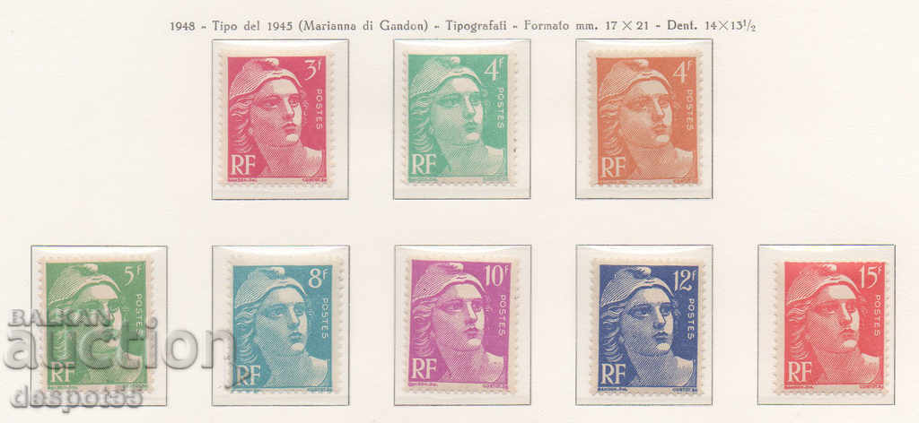 1948-49. Франция. Мариана от Гандон. Нови цветове.