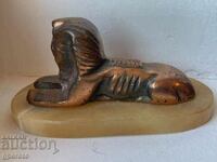 Ancient Egyptian Sphinx Statuette - Bronze and Onyx