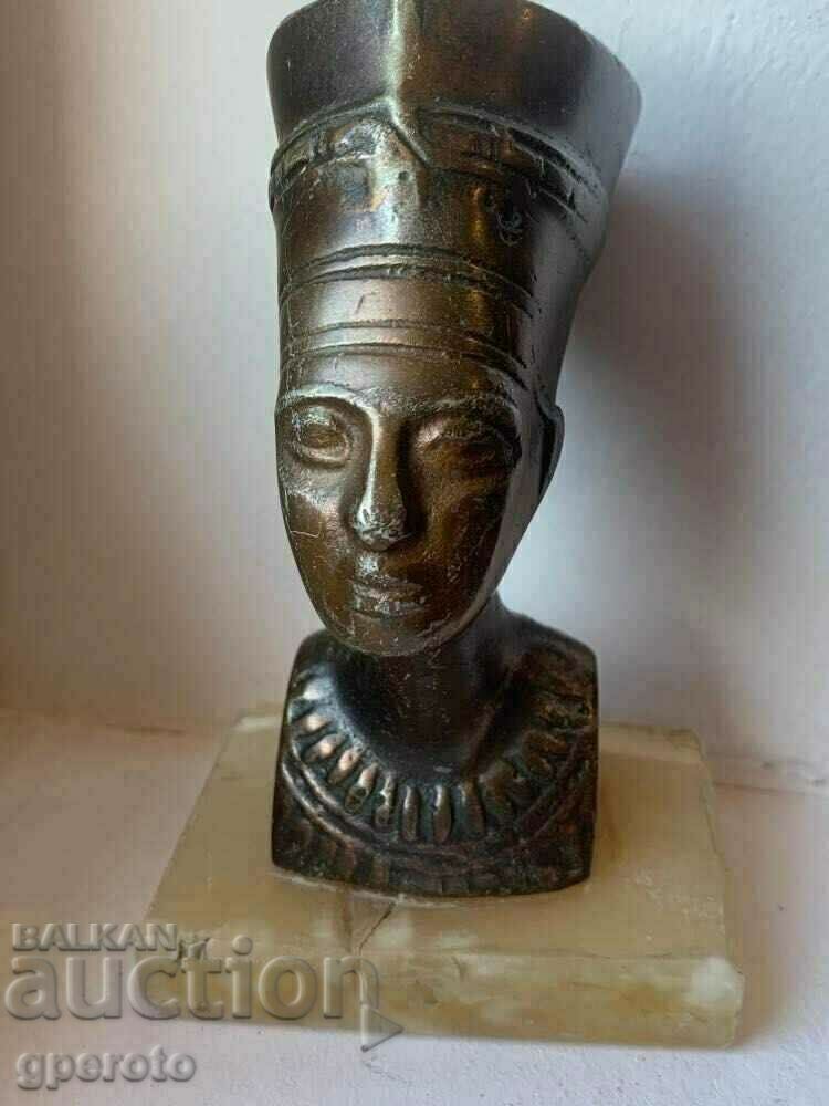 Доставка на Стара египетска статуетка на Нефертити-бронз и оникс-2