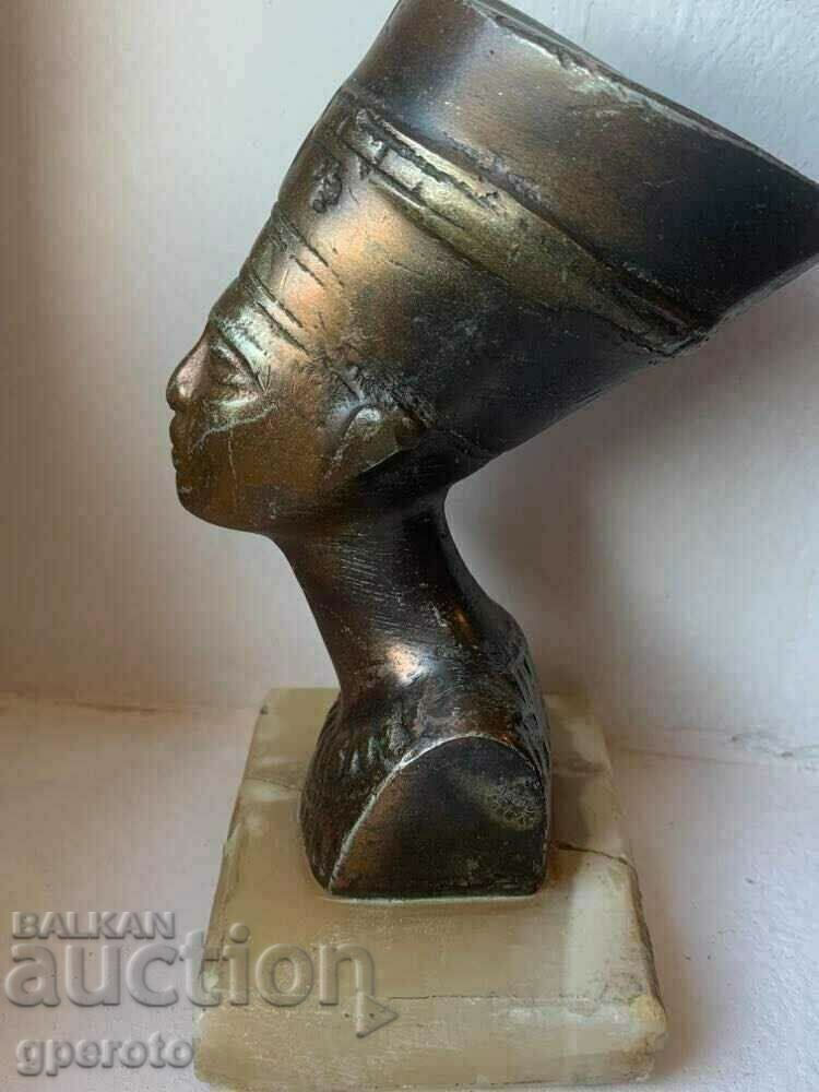 Стара египетска статуетка на Нефертити-бронз и оникс-2