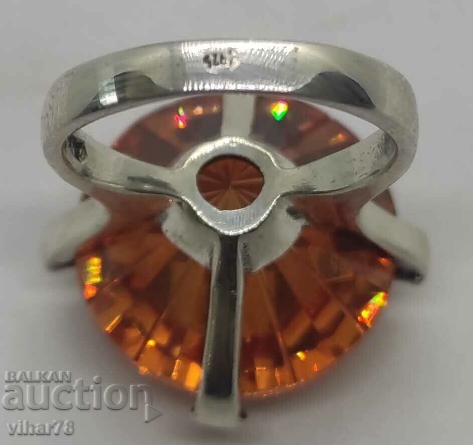 Solid silver ring with cubic zirconia - 6