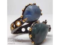 Сребърен пръстен със сапфир