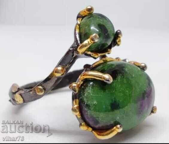 Silver ring with a ruby in ziosite with price € 135.99 | 265.97 BGN