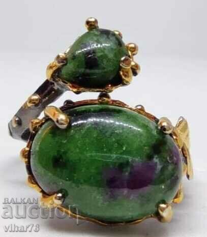 Ασημένιο δαχτυλίδι με ρουμπίνι σε ζιοσίτη - 5