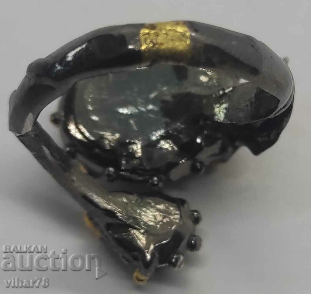 Silver ring with a ruby in ziosite - 6