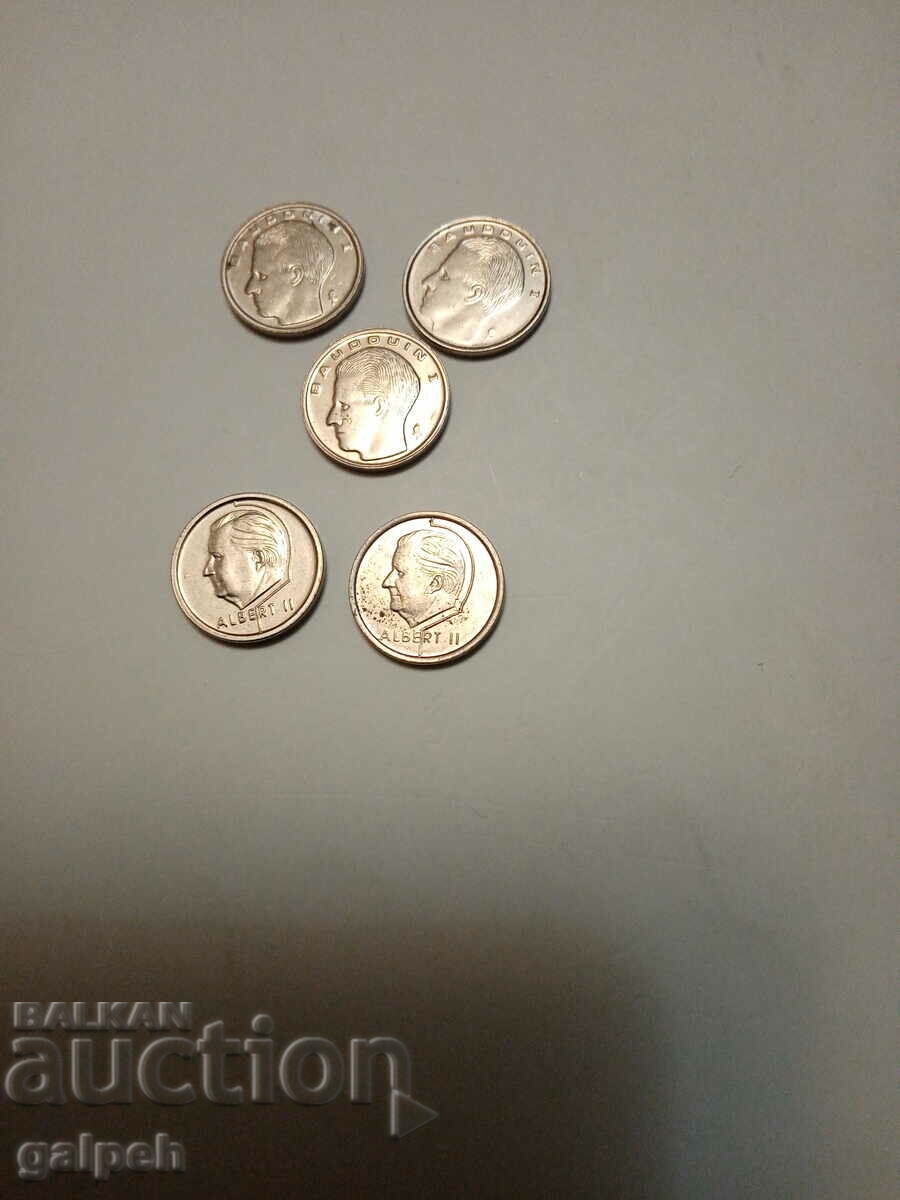 BELGIUM - LOT 1 franc - 5 pcs. - BGN 2.5 with price 2.00 BGN | € 1.02 BELGIUM - LOT 1 franc - 5 pcs. - BGN 2.5 with price 2.00 BGN | € 1.02