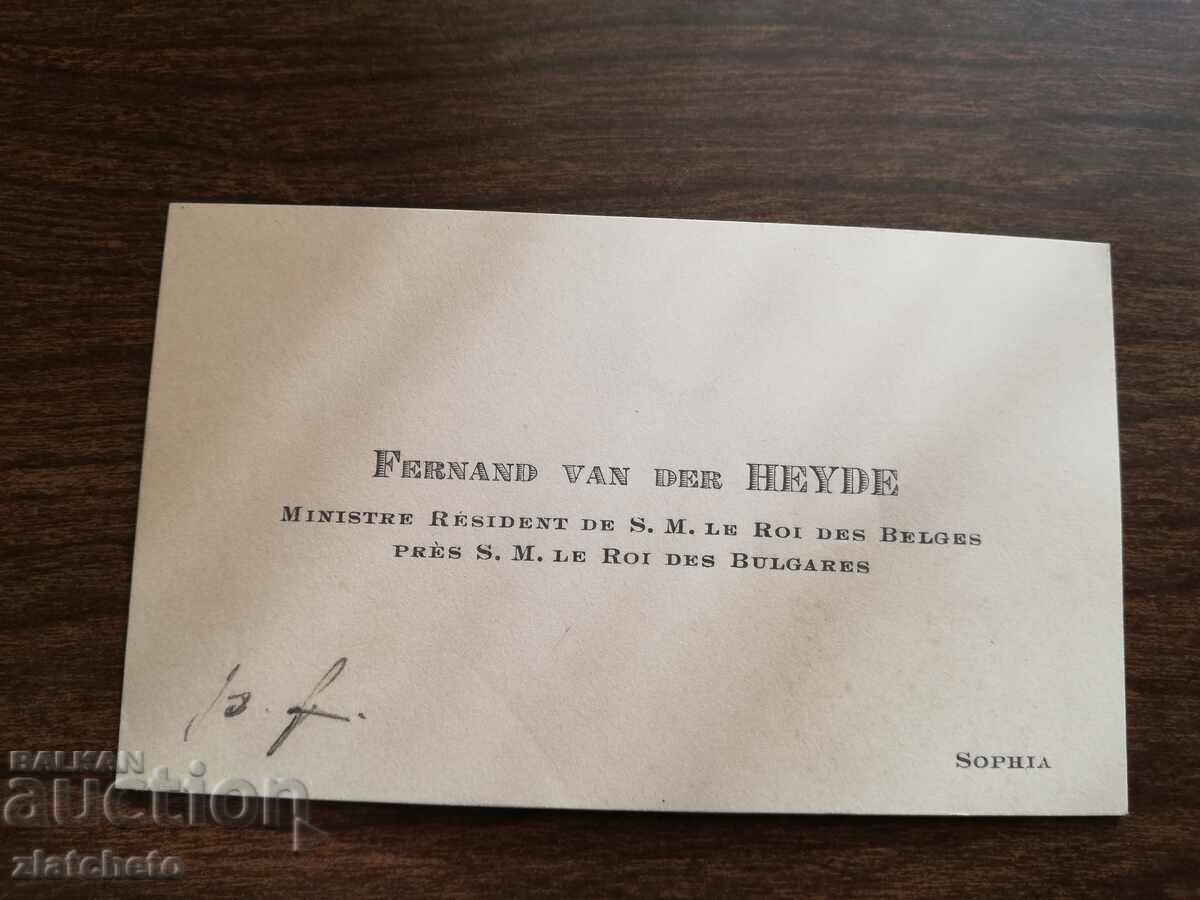 Carte de vizită veche Regatul Bulgariei - Fernand van der Heyde