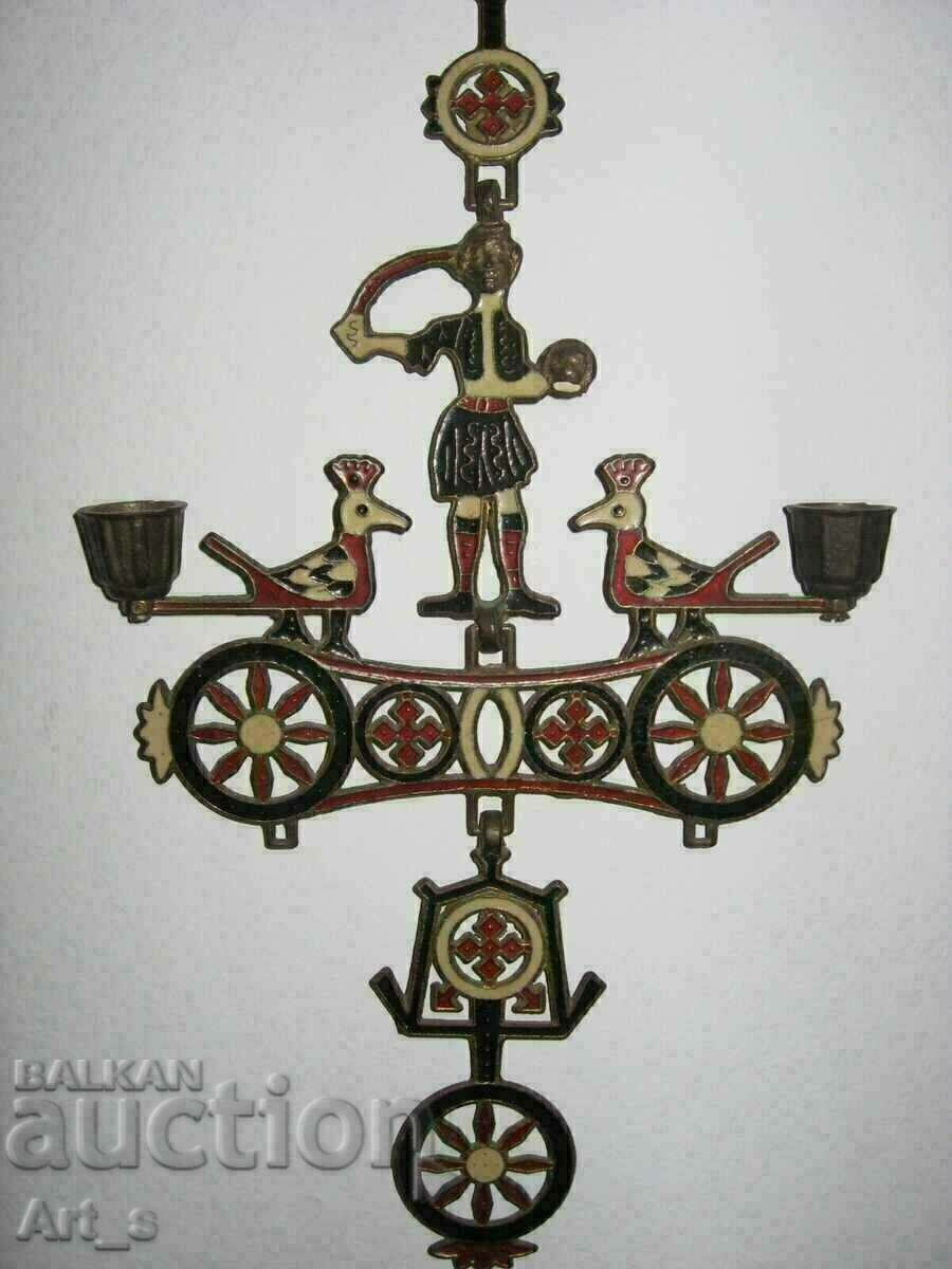 Hanging metal candlestick cross with enamel and with John the Baptist with price € 35.00 | 68.45 BGN