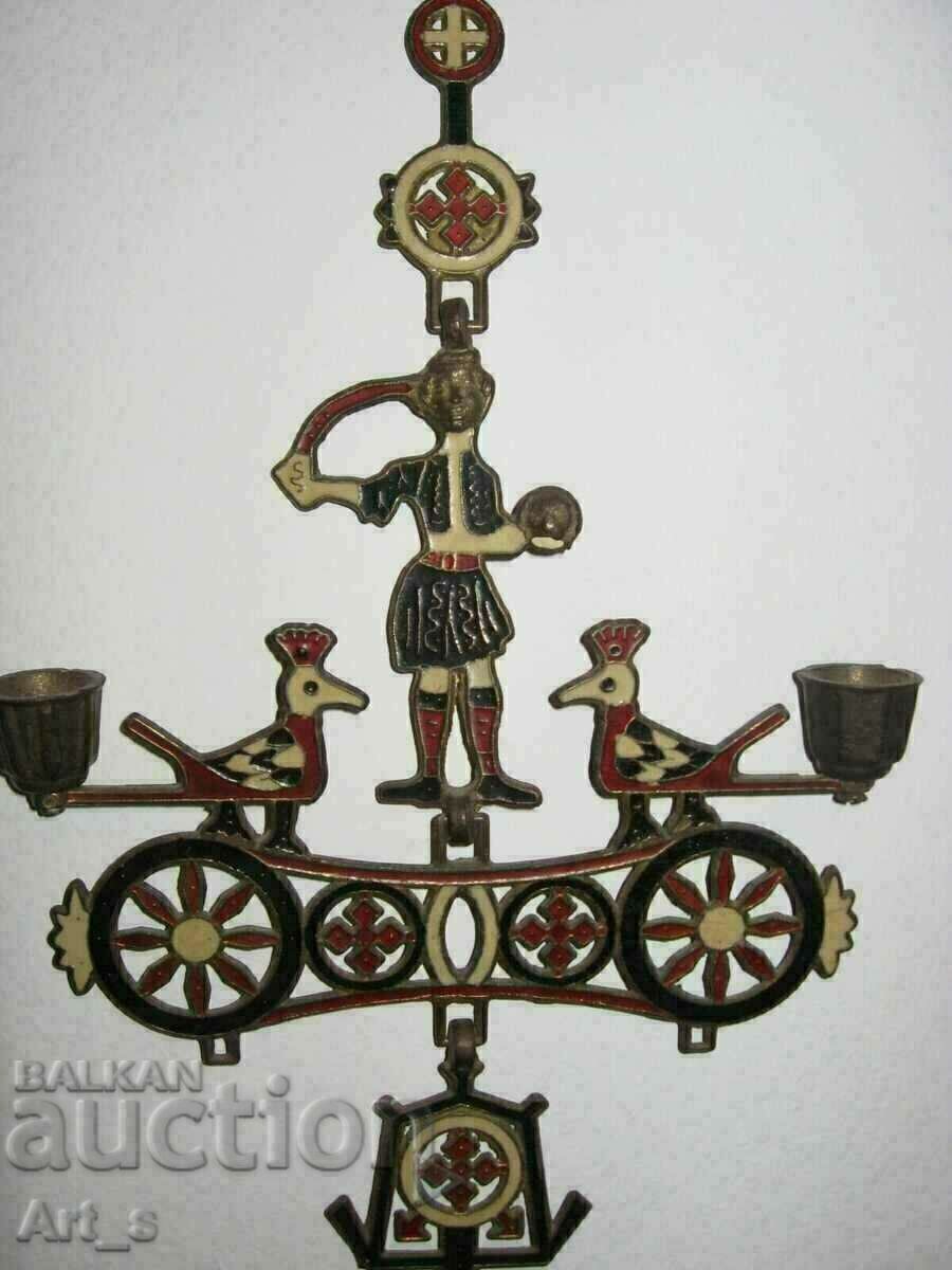 Delivery of Hanging metal candlestick cross with enamel and with John the Baptist