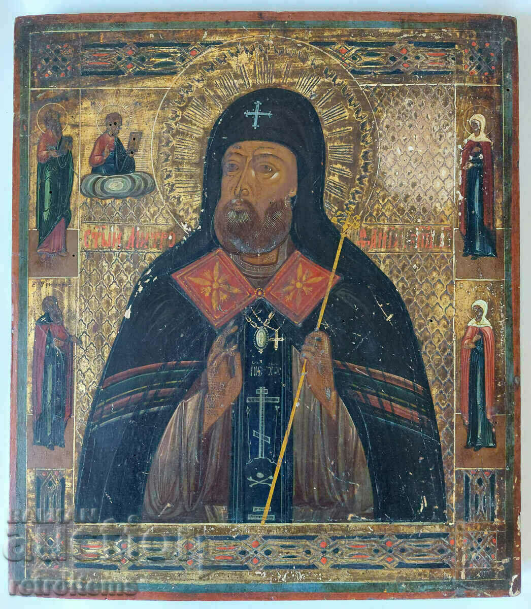 19 век! Ръчно Рисувана Руска Икона на Св.Митрофан Воронежски