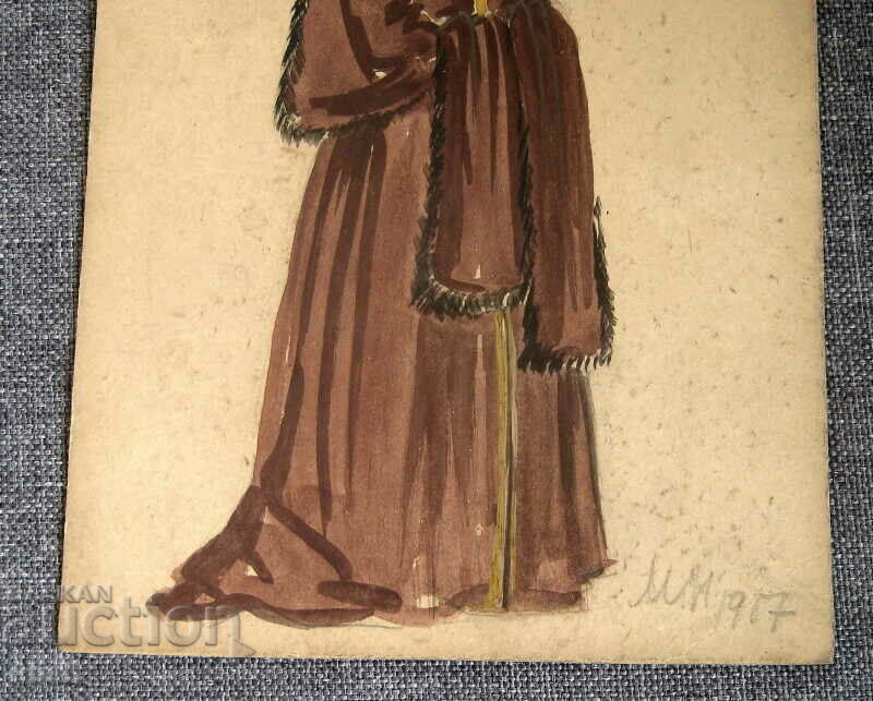 Auction 1907 sketch design for wet nurse costume watercolor Auction 1907 sketch design for wet nurse costume watercolor