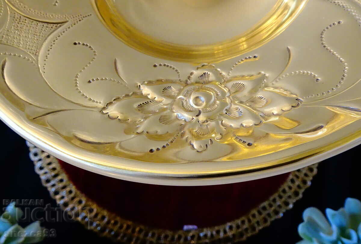 Auction Bronze fruit bowl, roses, relief, baroque Auction Bronze fruit bowl, roses, relief, baroque