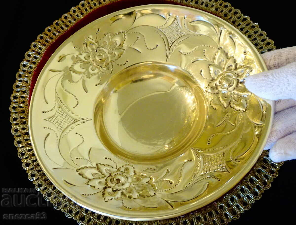 Bronze fruit bowl, roses, relief, baroque - 5 Bronze fruit bowl, roses, relief, baroque - 5