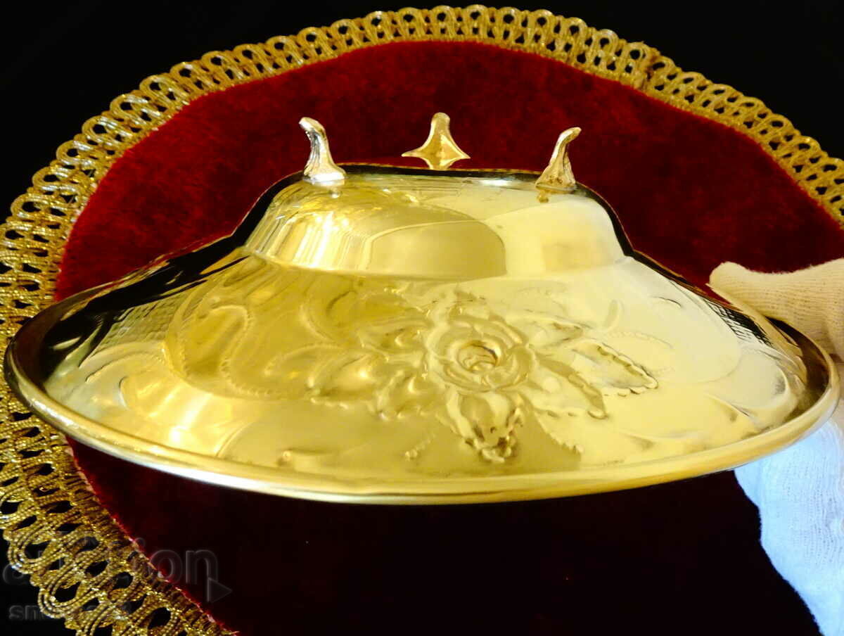 Bronze fruit bowl, roses, relief, baroque - 6 Bronze fruit bowl, roses, relief, baroque - 6