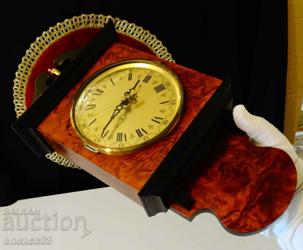 German wall clock, brass, rosewood. - 7 German wall clock, brass, rosewood. - 7