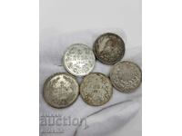 5 pcs. silver royal princely coins coin 2 BGN 1882 - 1910