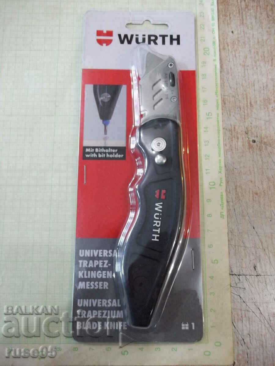 Нож "WÜRTH" макетен с трапецовидно острие и държач за битове