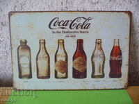 Metal plate Coca Cola Coca Cola bottles 1899-1957 history