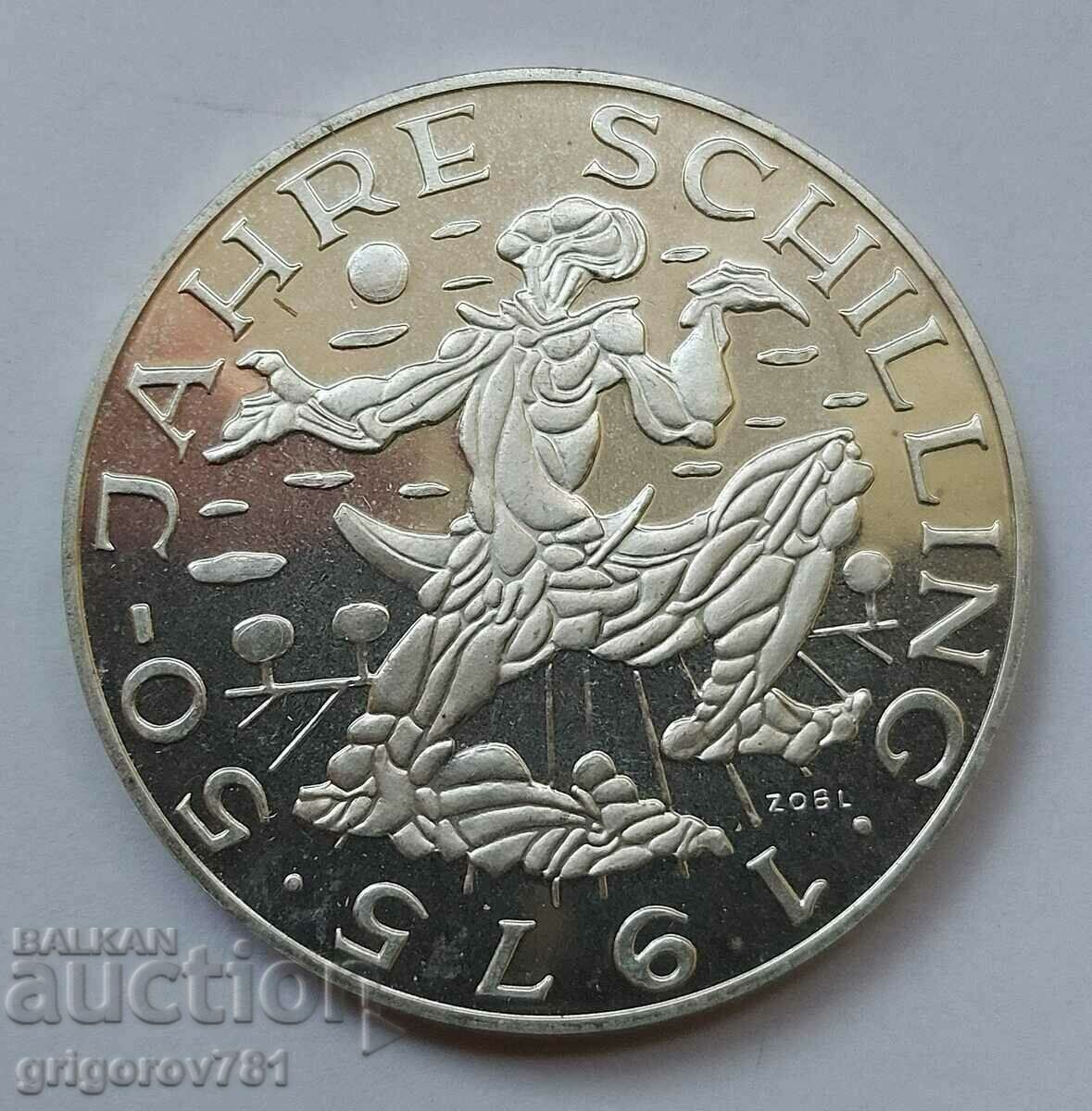 100 шилинга сребро пруф Австрия 1975 - сребърна монета #7