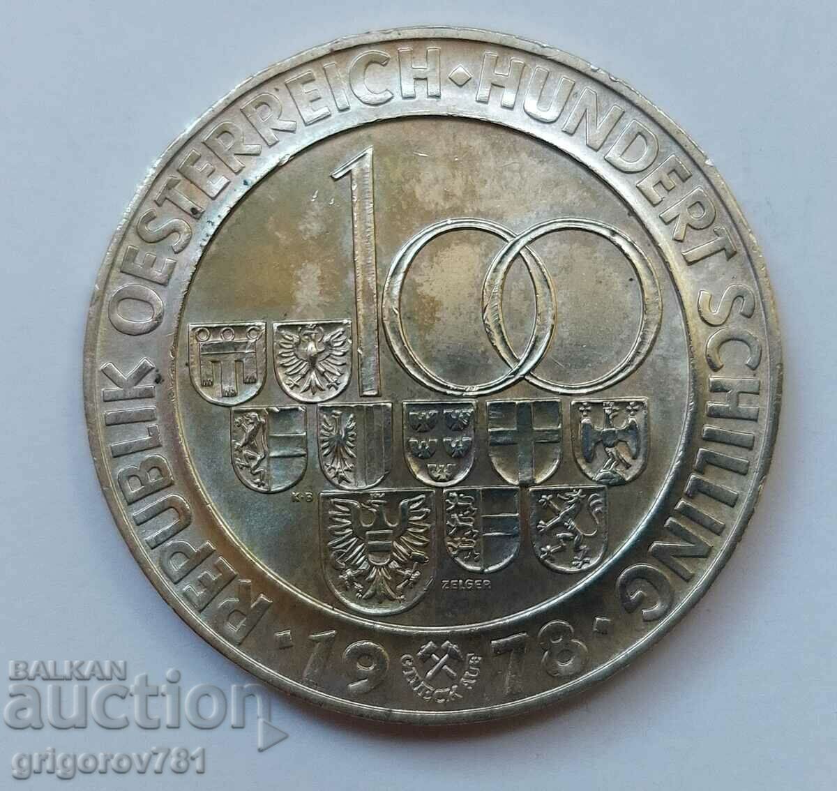 100 șilingi argint Austria 1978 - Moneda de argint #18 cu preț € 21.47 | 41.99 BGN