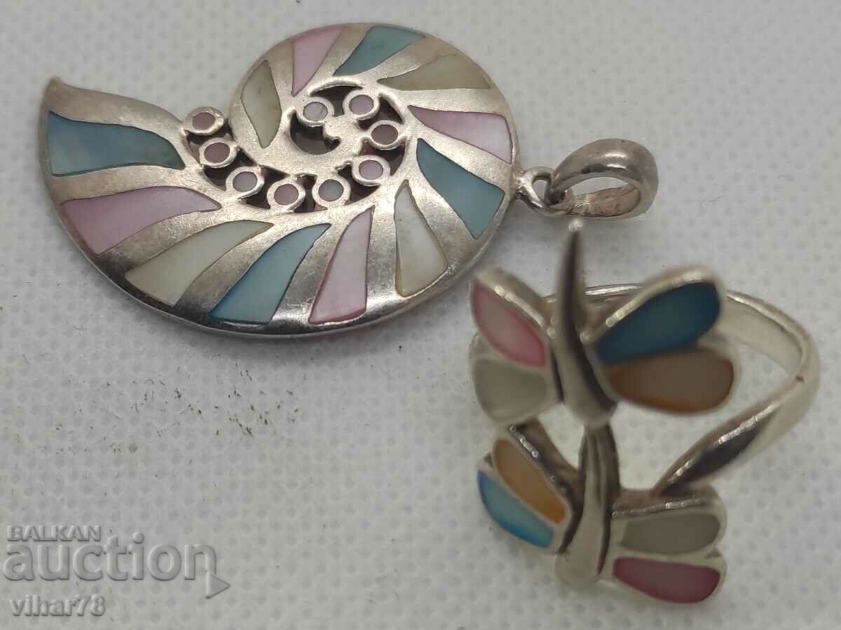 Auction Silver ring and pendant set Auction Silver ring and pendant set