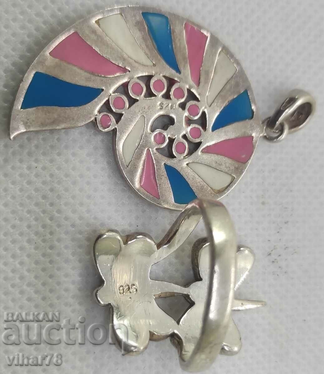 Silver ring and pendant set - 5 Silver ring and pendant set - 5