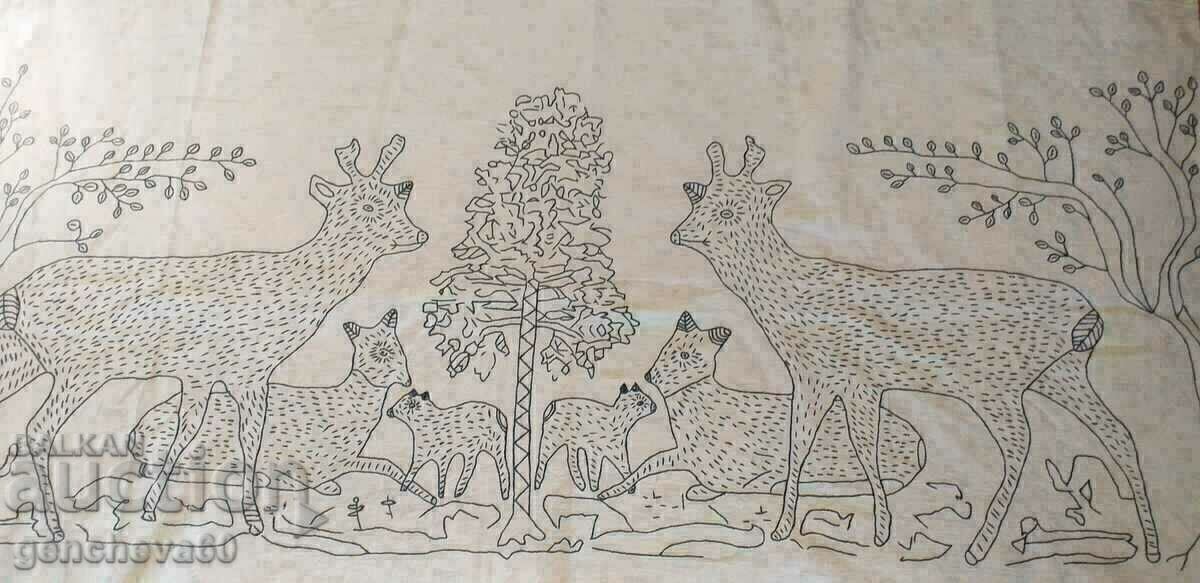 Auction  Large rug, handmade embroidered tablecloth