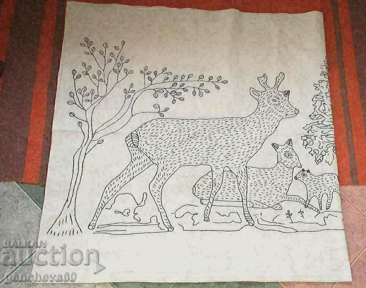 Large rug, handmade embroidered tablecloth - 5