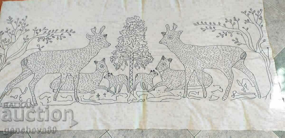 Large rug, handmade embroidered tablecloth - 6