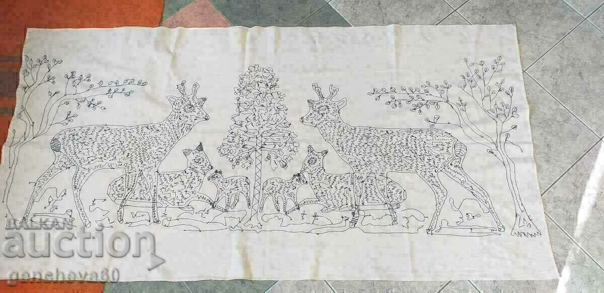 Large rug, handmade embroidered tablecloth - 7