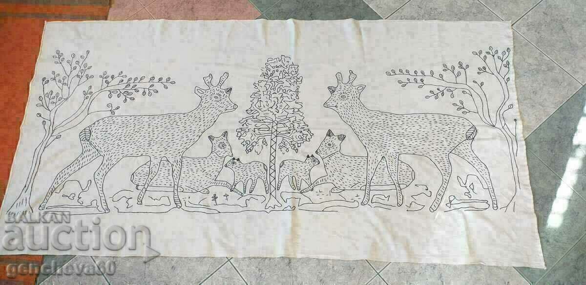 Large rug, handmade embroidered tablecloth