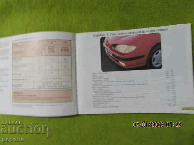 ORIGINAL RENAULT MEGAN BOOK IN ITALIAN LANGUAGE with price 3.00 BGN | € 1.53