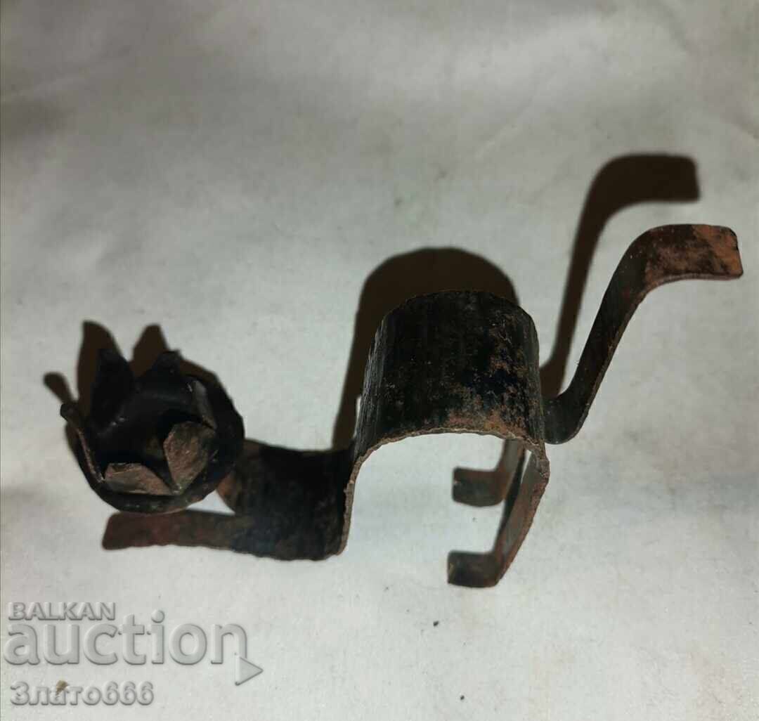 Auction Old metal candlestick cat Auction Old metal candlestick cat