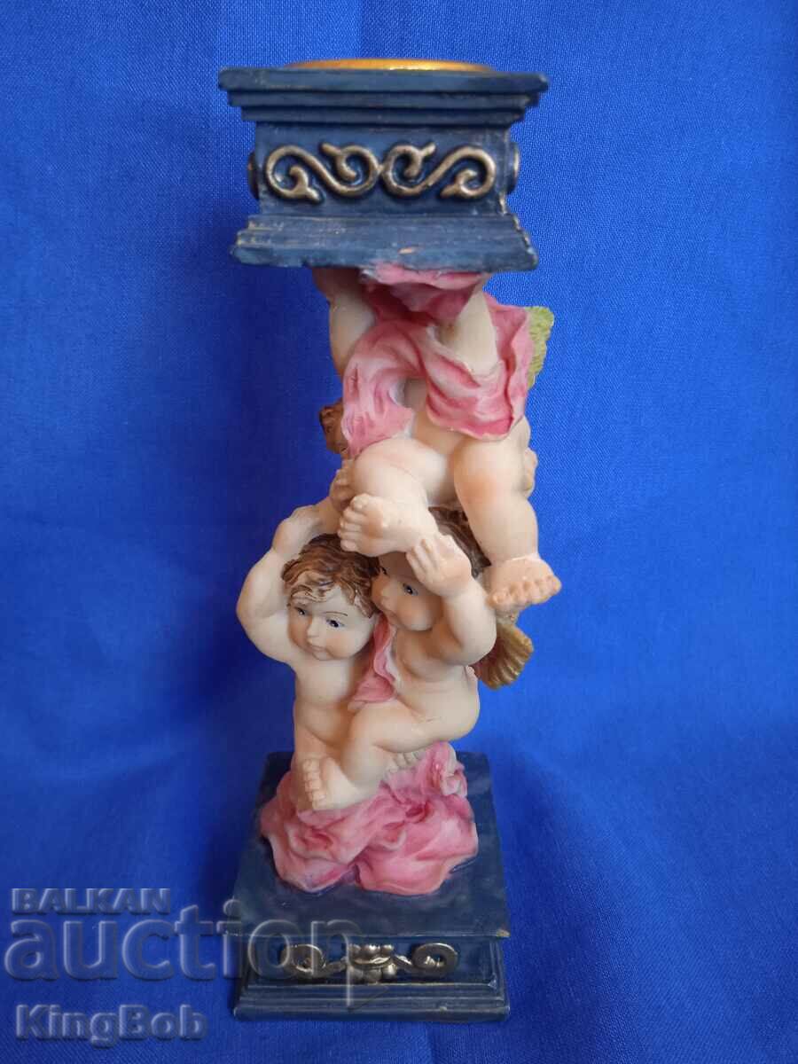 ИЗЯЩЕН ВИНТИДЖ СВЕЩНИК "АНГЕЛЧЕТА" с цена 10.00 лв. | € 5.11 ИЗЯЩЕН ВИНТИДЖ СВЕЩНИК "АНГЕЛЧЕТА" с цена 10.00 лв. | € 5.11