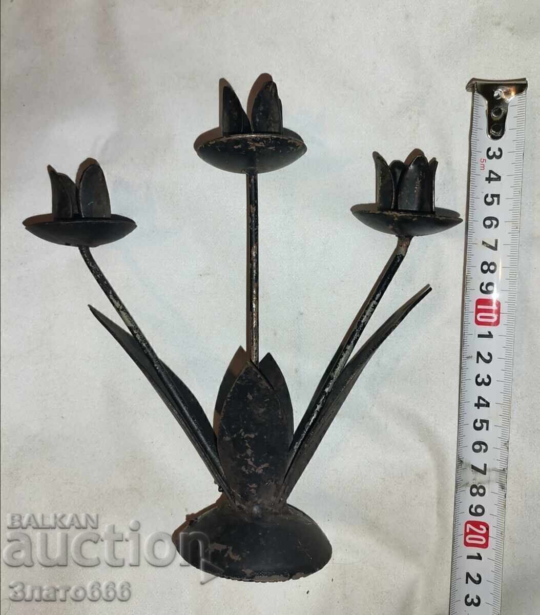 Auction Old triple candlestick tulips Auction Old triple candlestick tulips