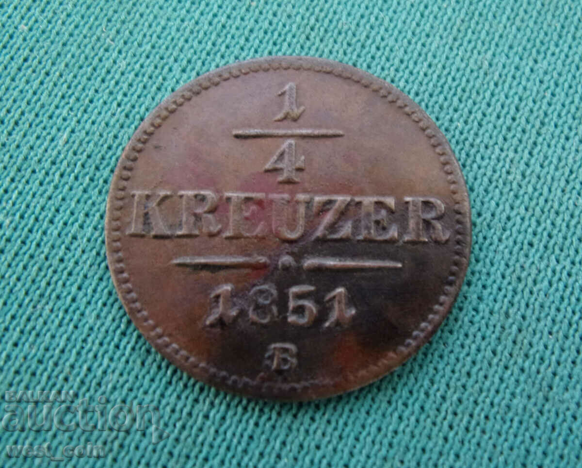 Austria ¼ Kreuzer 1851 with price € 7.67 | 15.00 BGN