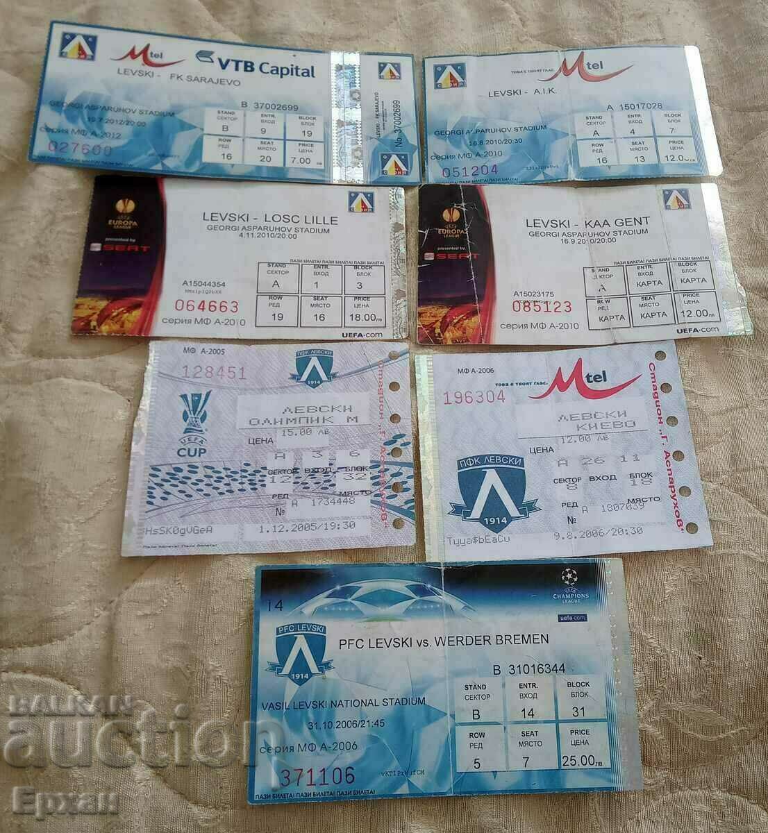 Biletele de fotbal ale lui Levski de la turneele europene