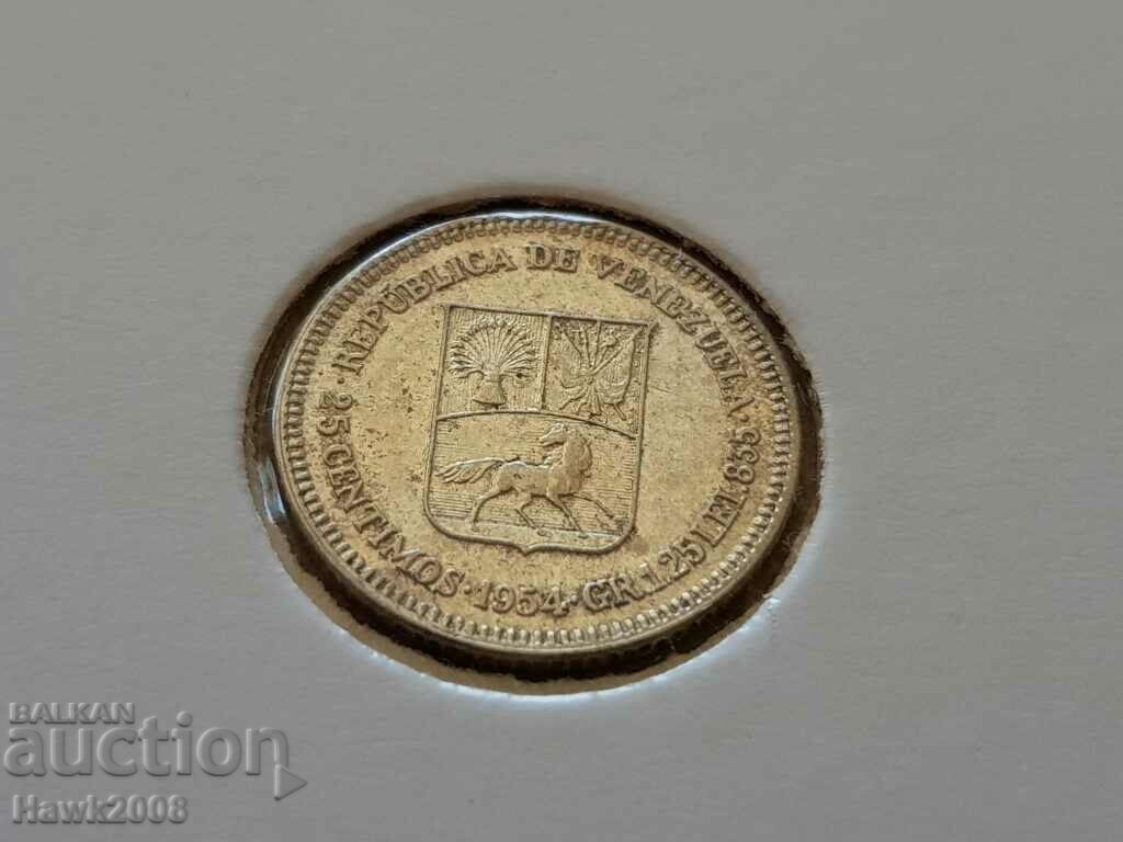 25 centimos 1954 VENEZUELA silver coin EXCELLENT condition 25 centimos 1954 VENEZUELA silver coin EXCELLENT condition